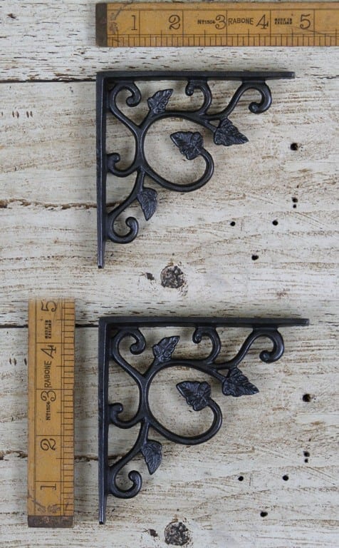 Shelf Bracket LEAF Design Cast Antique Iron 115mm x 115mm - Image 2