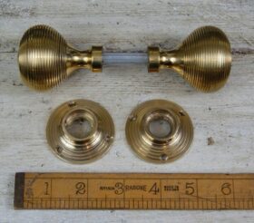 Door Knob Set Beehive Solid Brass 50mm Diameter Use 43 code