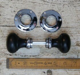 Door Knob Set Bun Type Ebonised / Chrome 50mm