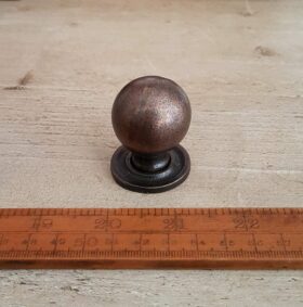 Knob Ball Knob & Stem + Plate Cast Antique COPPER 32mm Diameter