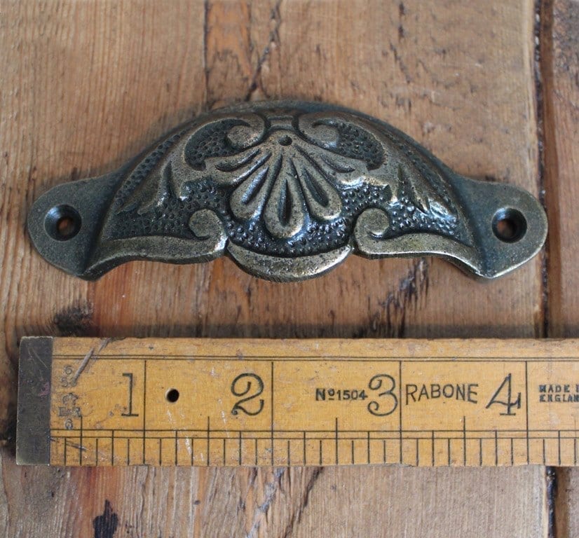 Cup Handle Fancy Slim Antique Brass 108mm - see A212