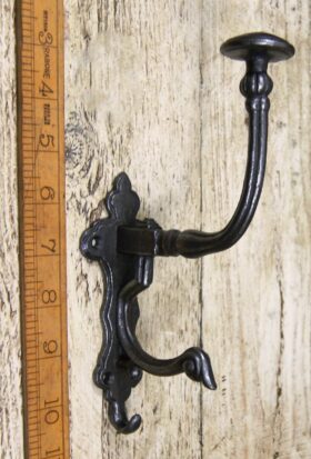 Hat and Coat Hook NOBLE Cast Antique Iron 200mm