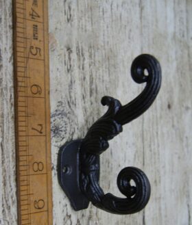Hat and Coat Hook Majestic Swirl Cast Antique Iron 105mm