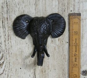 Hook ELEPHANT Head & Trunk Heavy Cast Antique Iron 125mm