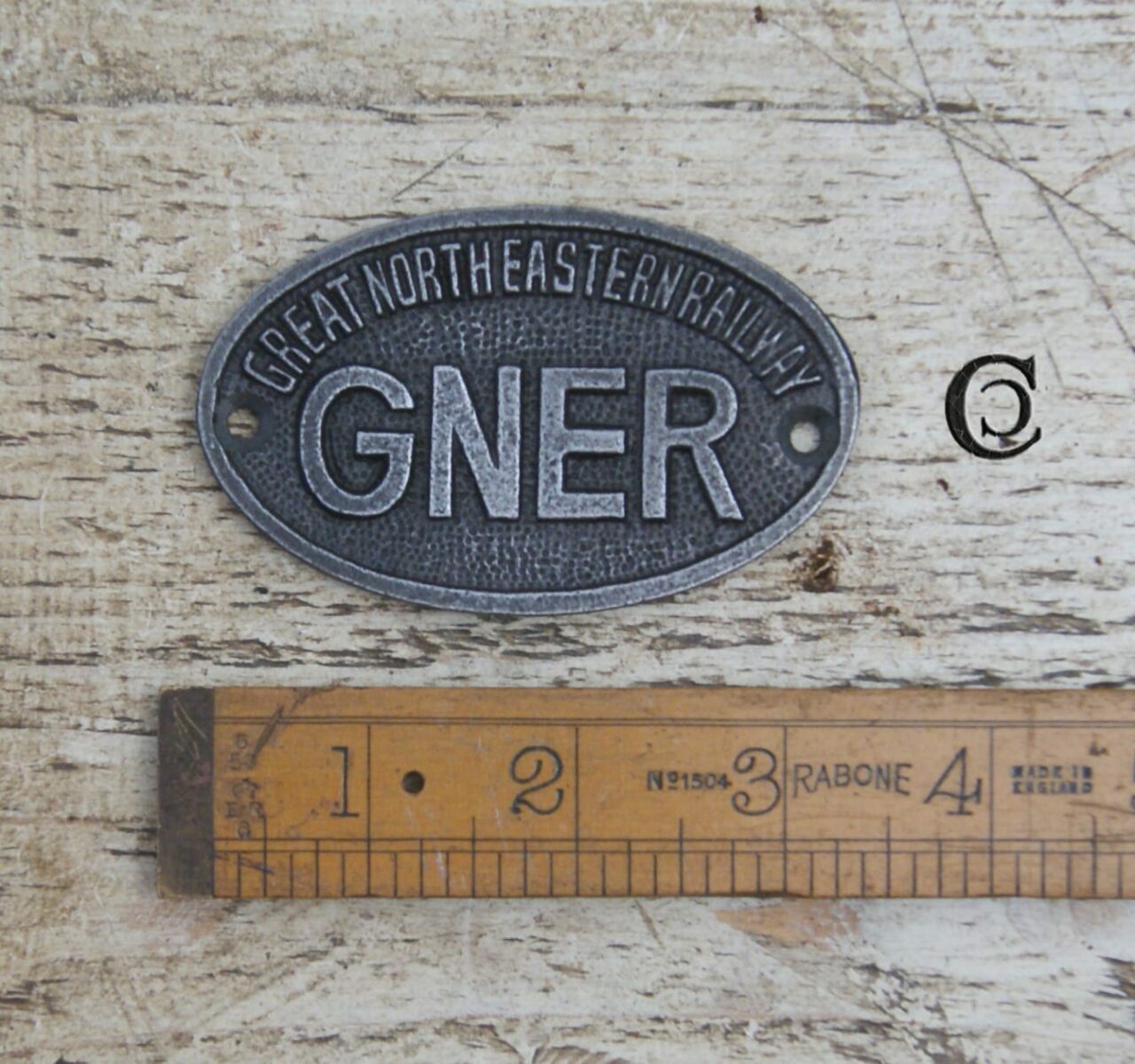 Plaque Oval GNER Cast Antique Iron 50mm x 85mm