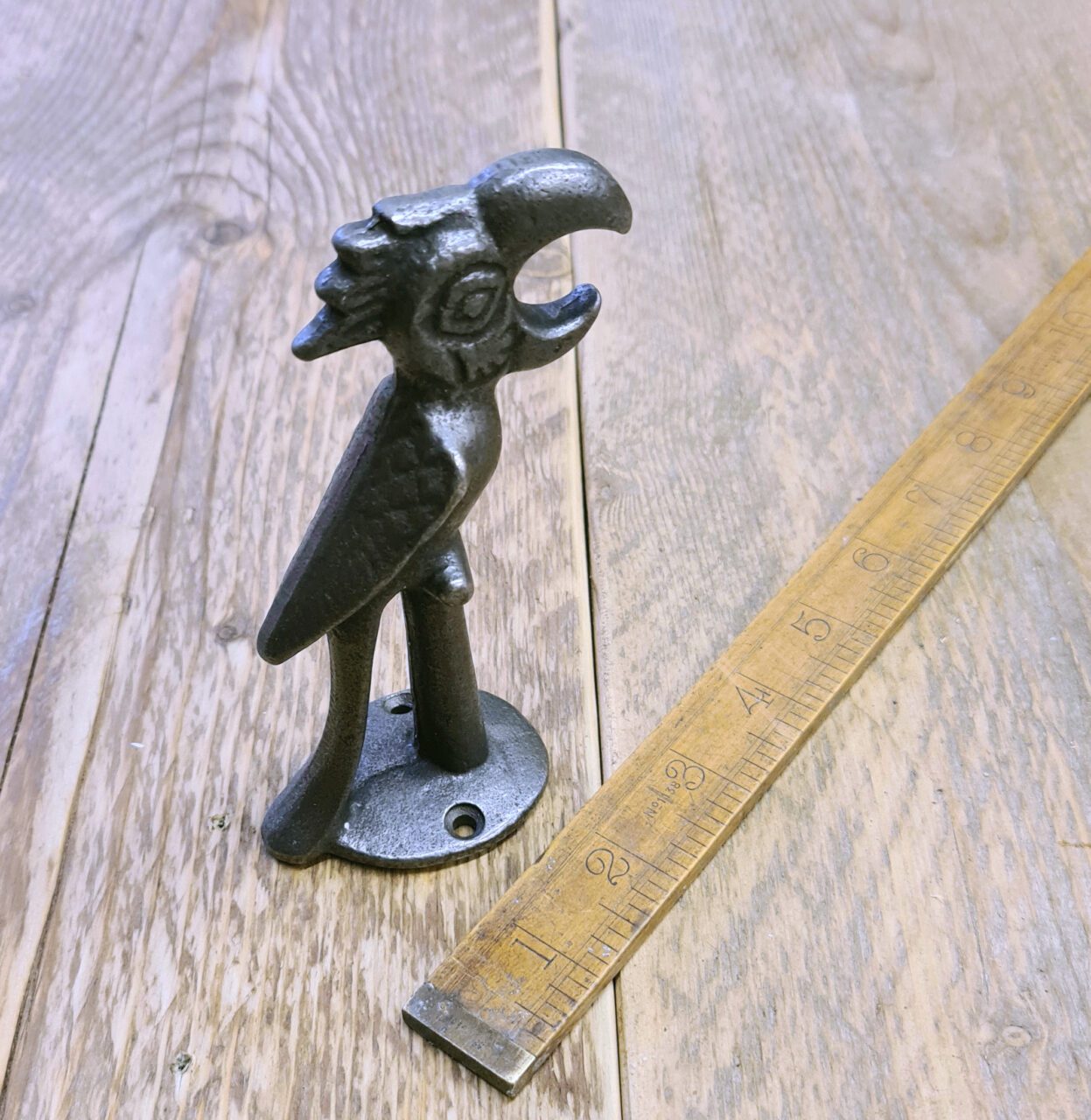 Bottle Opener Handheld PARROT Cast Antique Iron 133mm