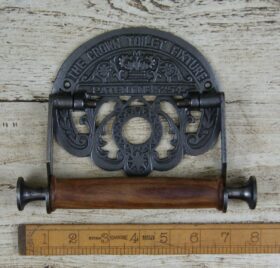 Toilet Roll Holder CROWN Fixture Ant Iron & Wood 150mm Alt. 49.624.AI.150
