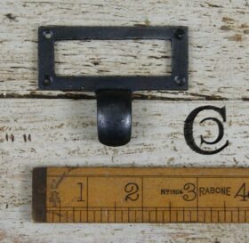 Library Label Frame Pull Square Cast Antique Iron 70mm x 30mm