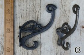 Hat & Coat Hook Swan Neck 'P' 4 Hole Antique Iron 130mm