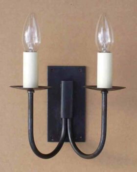 Wall Light Double Cottage Handforged Antique Black c/w Wires