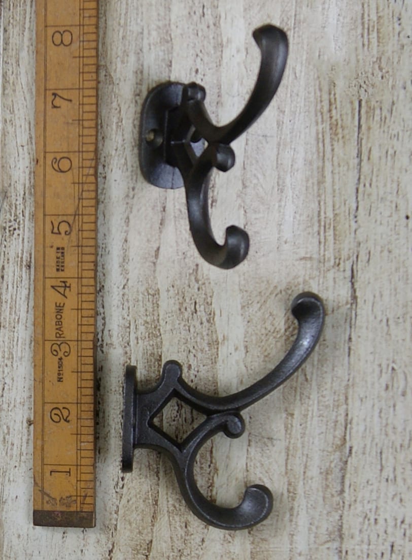 Coat Hook Double ADDISON 2 Hole Cast Antique Iron 105mm