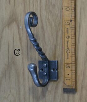 Hat & Coat Hook Twisted Riveted to Base Antique Iron 125mm