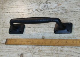 Pub Door Handle Riven Black Non-Handed Square Plate 265mm