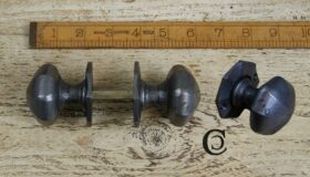 Octagonal Door Knob Set + Plates Cast Antique Iron 50mm