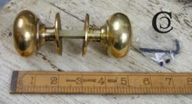 Cottage Door Knob Set Natural Solid Brass 55mm Diameter