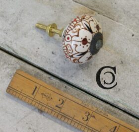 Knob Ceramic Patterned & Backplate FILIGREE Antique Iron 127mm