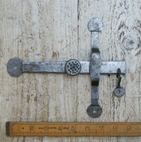 Cupboard Latch Hand Forged Antique Iron Screw on Keep 175mm (NPL)