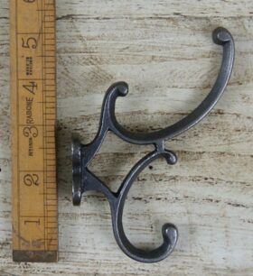Coat Hook Double ADDISON 4 Hole Cast Antique Iron 130mm