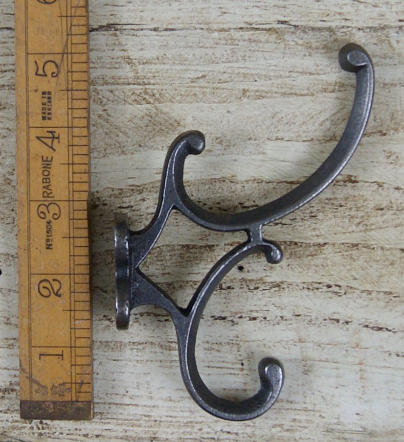 Coat Hook Double ADDISON 4 Hole Cast Antique Iron 130mm