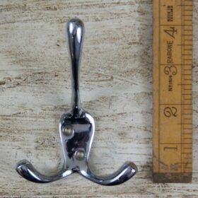 Triple Coat Hook Chrome on Brass 115mm
