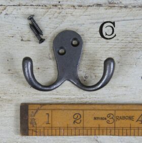 Robe Hook Double Cast Antique Iron 50mm x 70mm