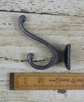 Hat & Coat Hook VOLUTE Square Mounting Plate Cast Antique Iron 100mm