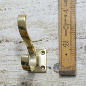 Hat & Coat Hook VOLUTE Square Plate Polished Brass 100mm