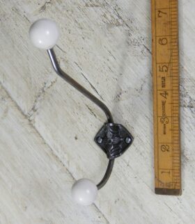 Hat & Coat Hook Large Rosette Double Off White Ceramic 180mm
