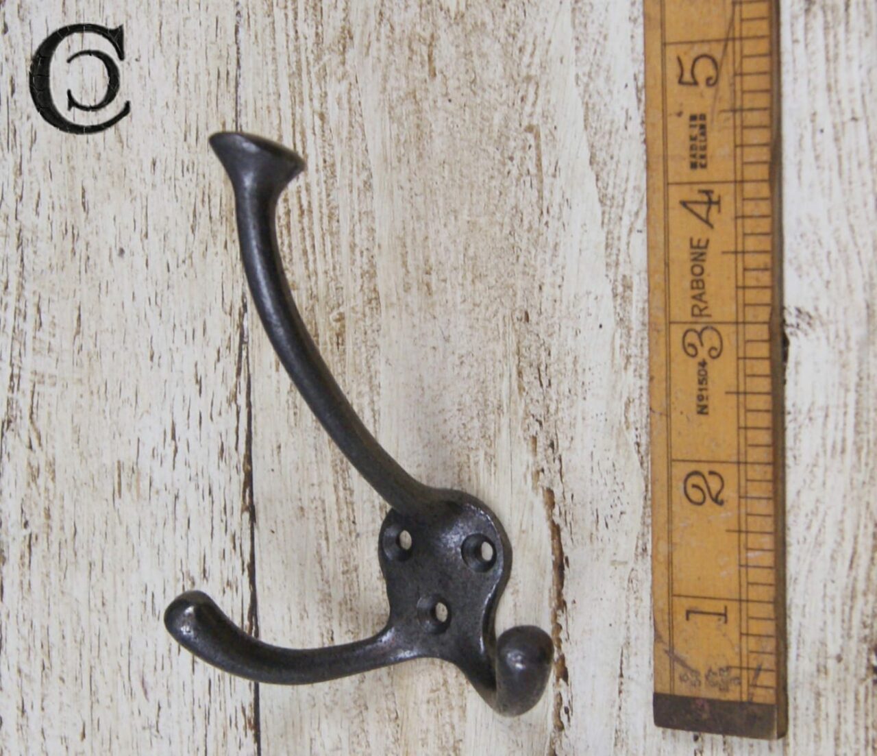 Triple Hook FLAT TOP Cast Antique Iron 125mm