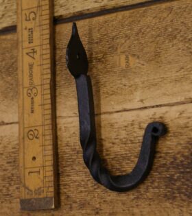 Coat Hook Hand Forged TWISTED Black Wax 100mm