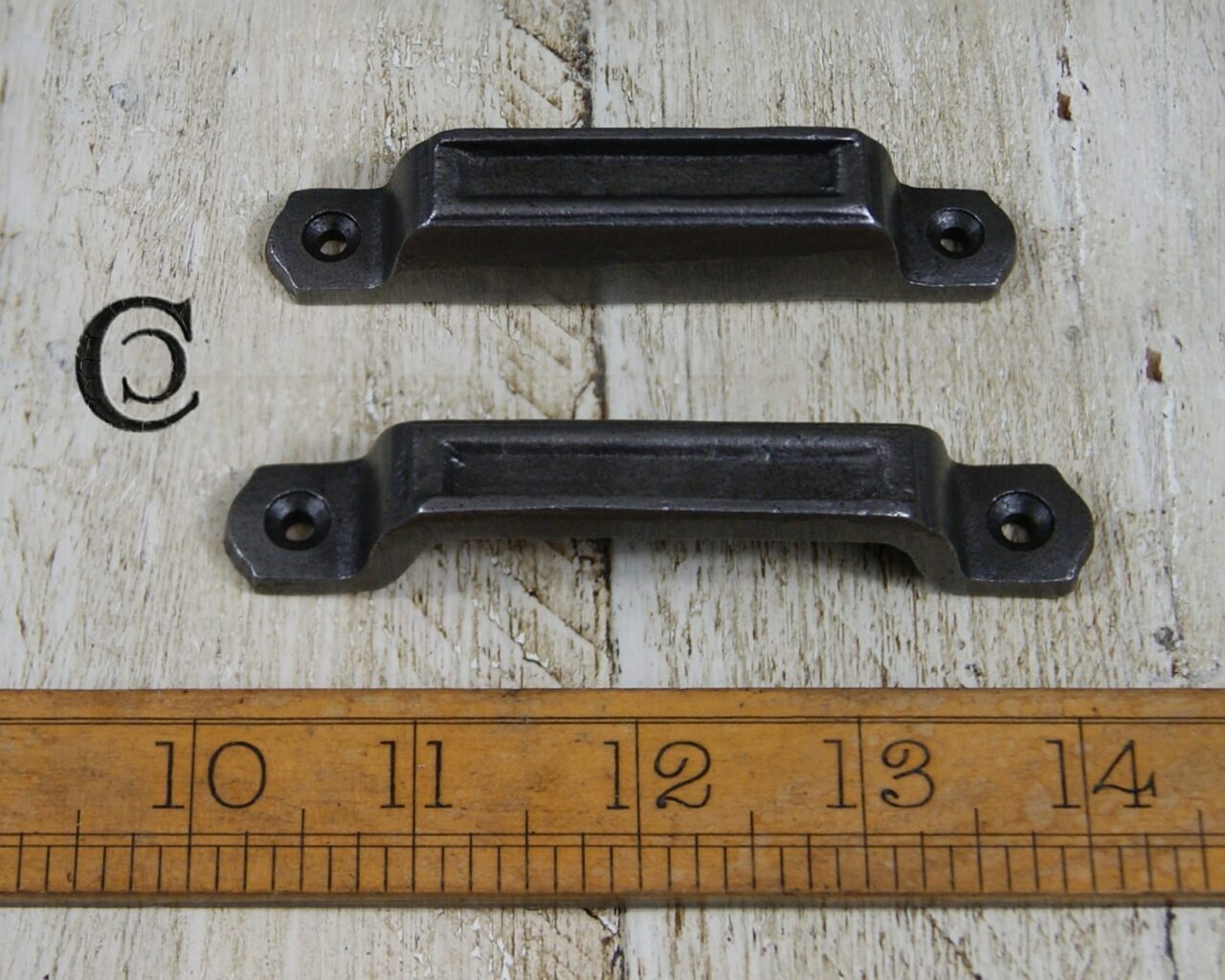 Rim Lock Keep Narrow Flat Indent Cast Antique Iron Pointed Ends 100mm