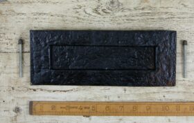 Letter Box Plate Riven Cast Iron Epoxy Black 260mm x 80mm
