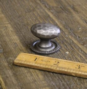 Knob Oval Knob Hammered & Back Plate Cast Antique Iron 38mm