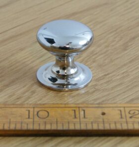 Knob Traditional BLENHEIM Integral Base Plate Chrome on Brass 32mm Dia