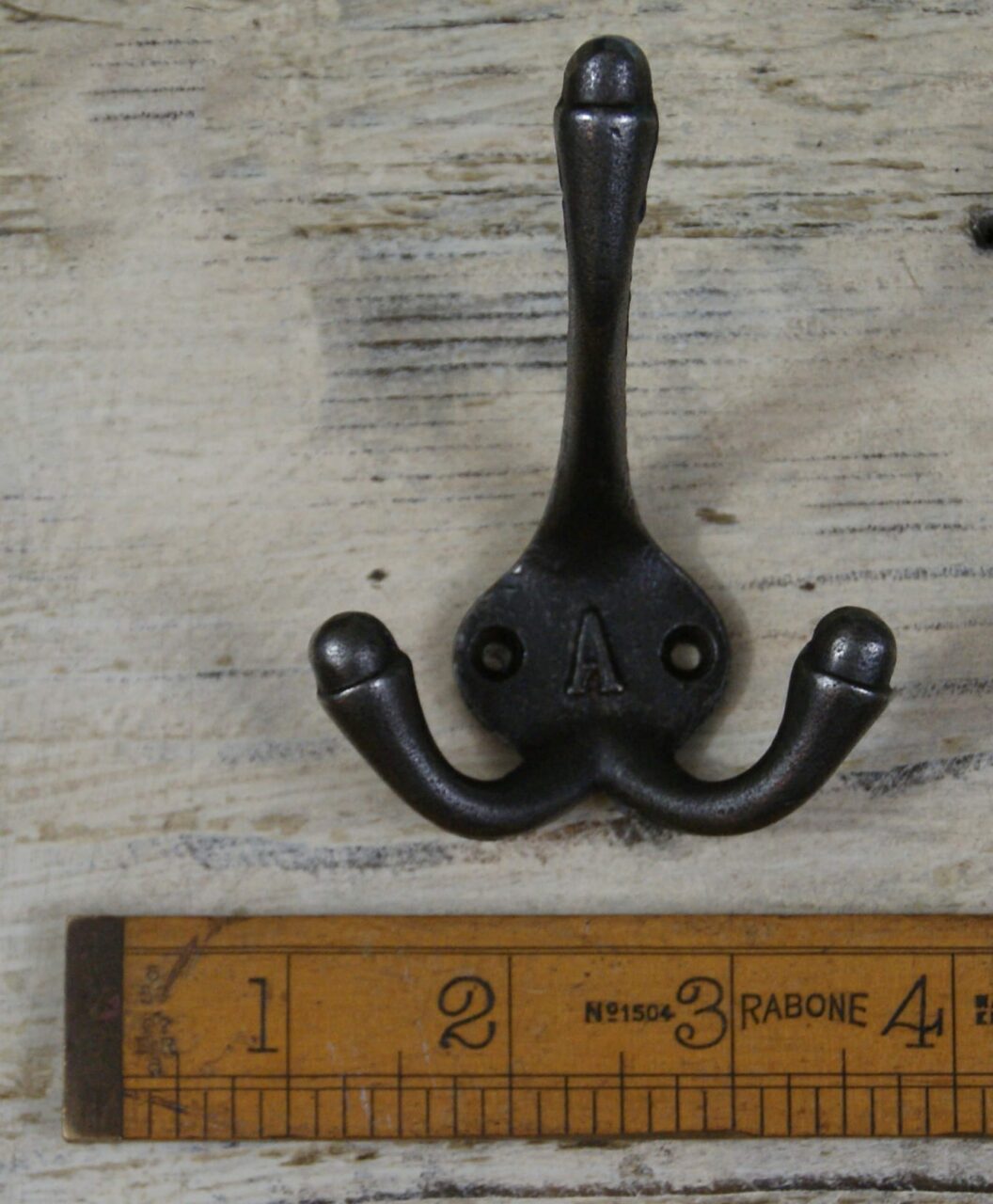 Hat & Coat Hook Triple 'A' Cast Antique Iron 90mm
