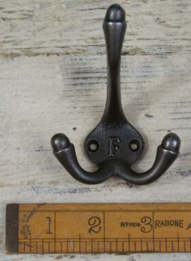 Hat & Coat Hook Triple 'F' Cast Antique Iron 90mm