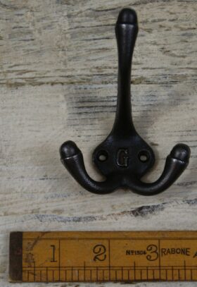 Hat & Coat Hook Triple 'G' Cast Antique Iron 90mm