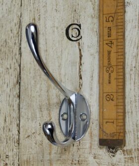 Hat & Coat Hook Victorian 2 Hole Chrome on Iron 110mm