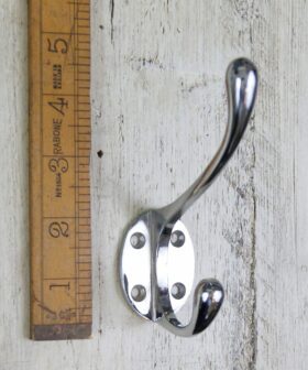 Hat & Coat Hook Victorian 4 Hole Chrome on Iron 110mm