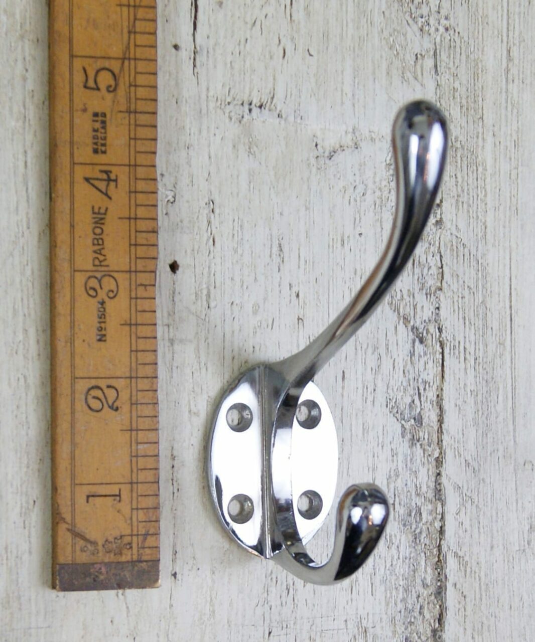 Hat & Coat Hook Victorian 4 Hole Chrome on Iron 110mm