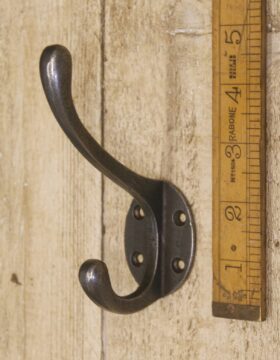 Hat & Coat Hook Straight Sides Antique Iron 4 Holes 120mm (1514)