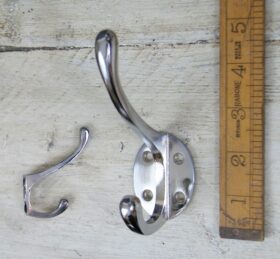 Hat & Coat Hook Straight Sides 4 Hole Chrome on Cast Iron