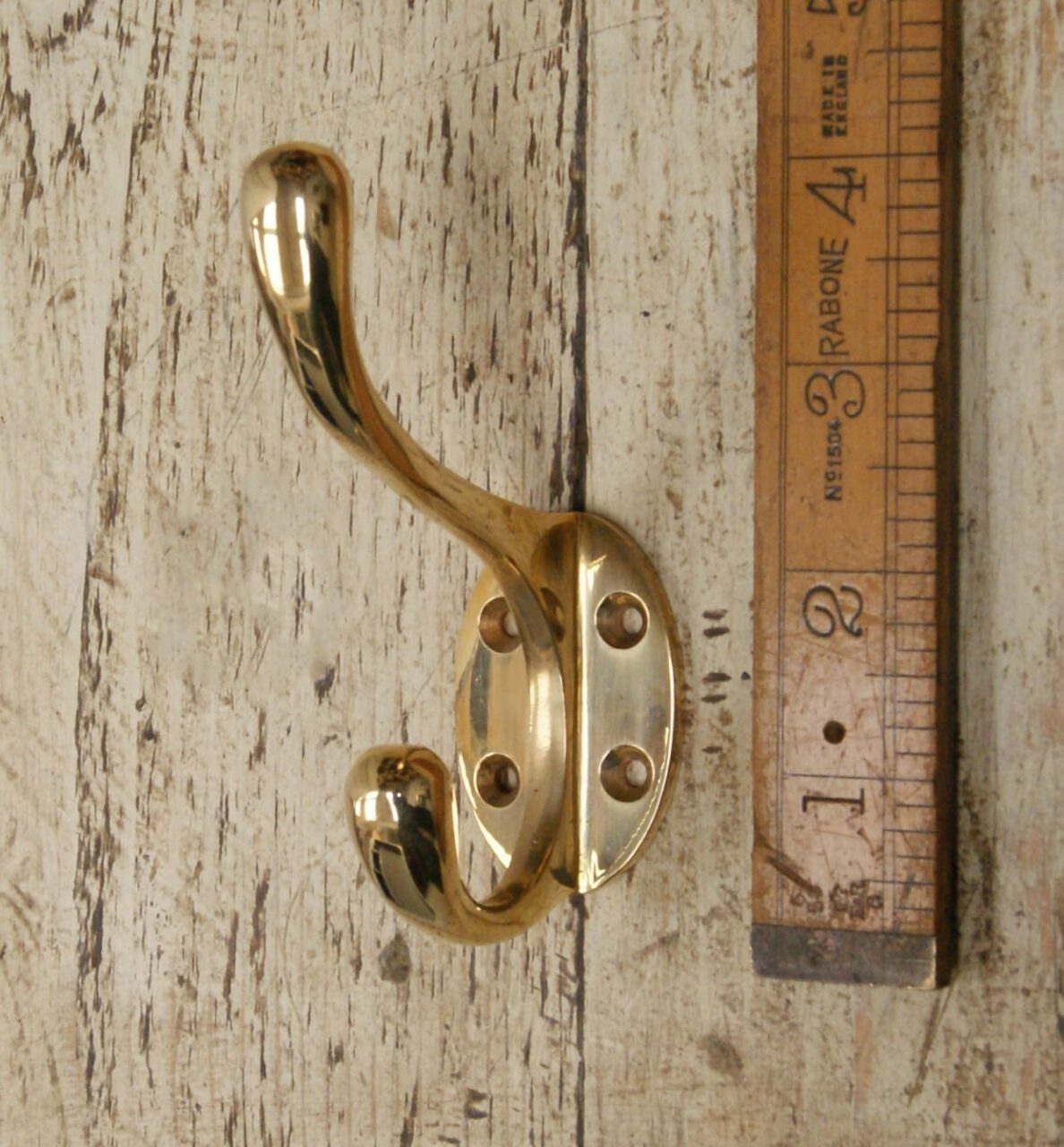 Hat & Coat Hook Polished Brass 4 Holes (Southwest)
