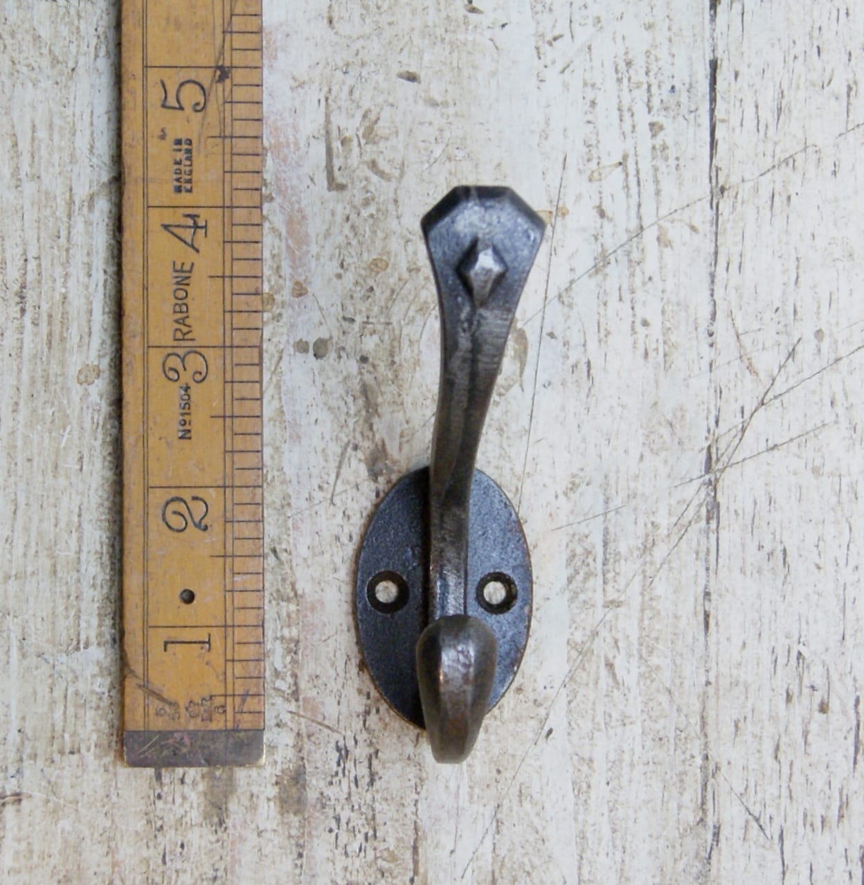 Coat Hook Double DIAMOND Cast Antique Iron 96mm