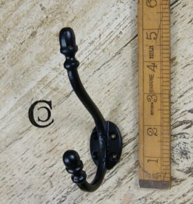 Hat & Coat Hook ACORN 4 Hole Satin Epoxy Black 130mm