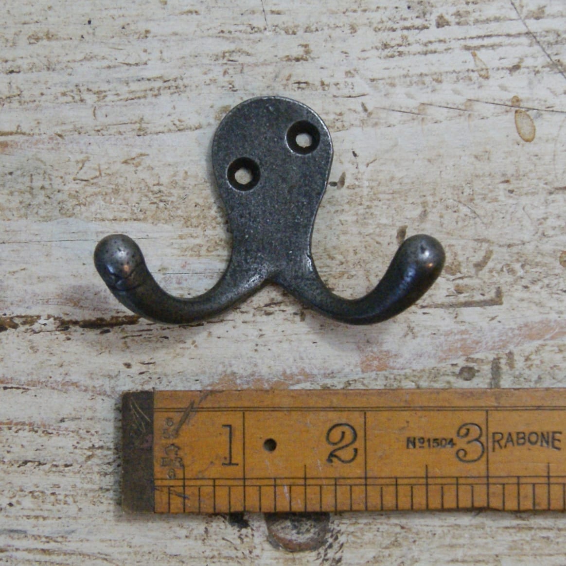 Robe Hook Double Cast Antique Iron 50mm x 70mm