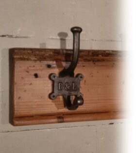 Coat Hook Double 2 Part Retro 4 Hole D & L Ant Iron 125mm