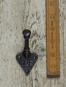 Coat Hook Arts & Crafts Single C & R Antique Iron 100mm