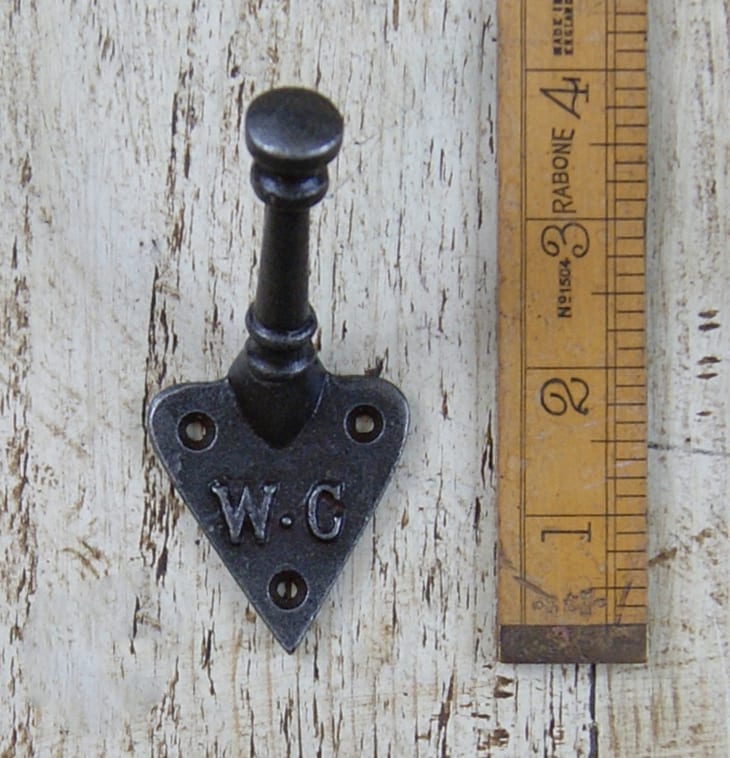 Coat Hook Arts & Crafts Single W.C. Antique Iron 100mm