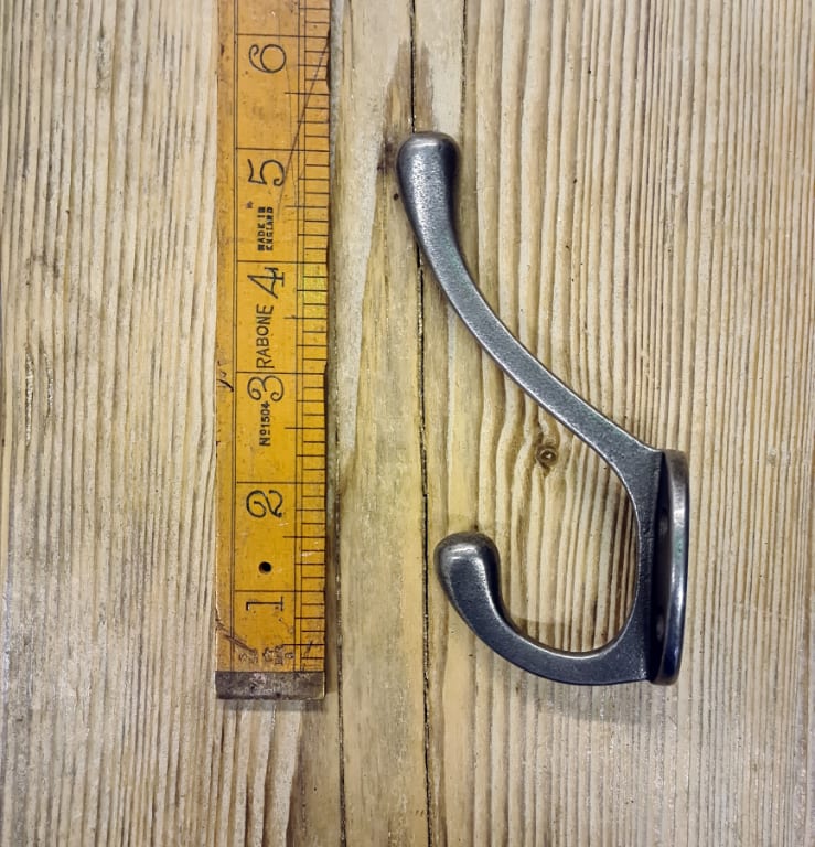 Hat & Coat Hook Victorian 4 Hole Square Stem Antique Iron 110mm - Image 2